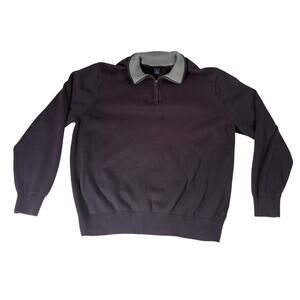 Lands' End 100% Supima Cotton Fleece 1/4 Zip Sweater High Ribbed Collar Classic